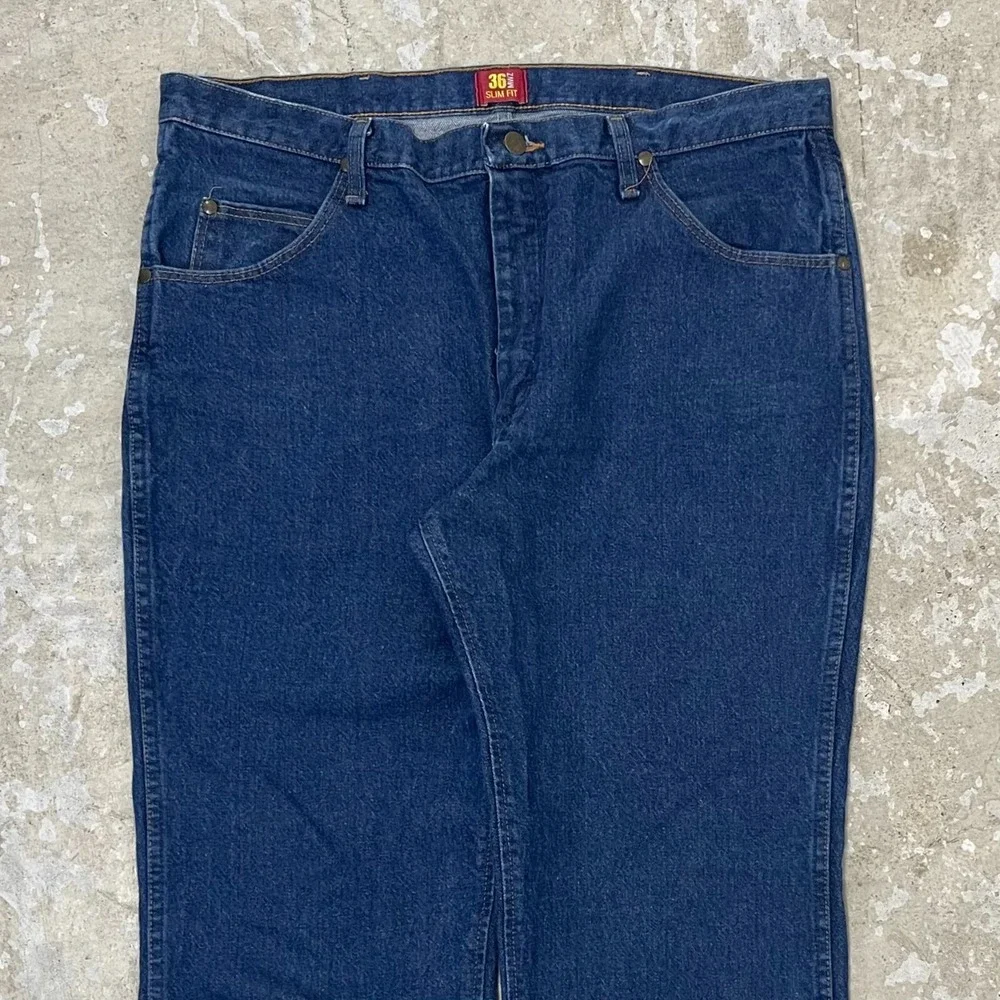 Wrangler Jeans Men 38x30 Blue Pants Premium Slim Cowboy 36MWZ Western Work Denim